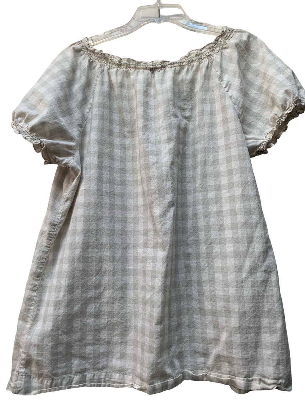 Merona Cream and Light Gray Gingham Peasant Blouse - Picture 2 of 4